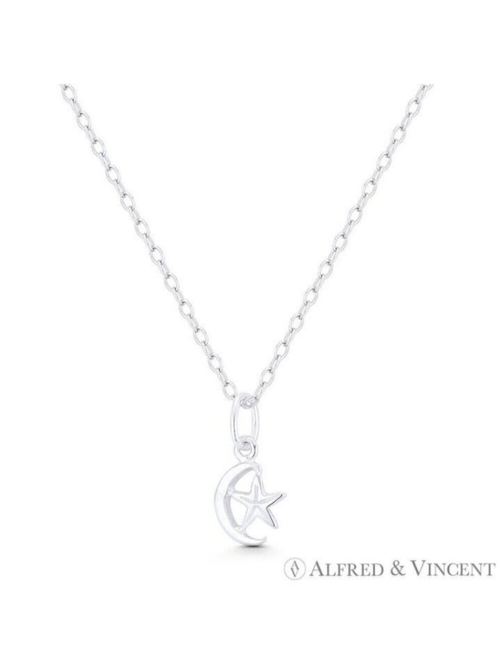 Crescent Moon & Star Turkish / Muslim Charm Pendant in .925 Sterling Silver